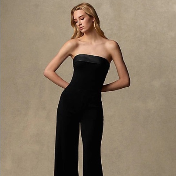 Ralph Lauren Purple Label Dresses & Skirts - Ralph Lauren- 😈😈 Purple Label Lambskin-trim Wool Strapless Jumpsuit In Black